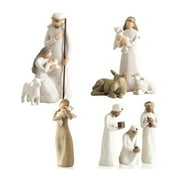 Willow Tree Nativity Clearance, Nativity Birth Hand Painted Figures, With Three Wisemen Shepherd And Stable Animals, 10-Piece Set